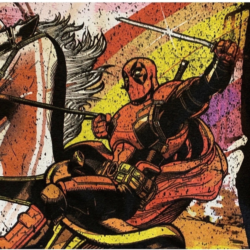 Marvel Deadpool Graphic Tee Mens X-Large XL Black‎ New Unicorn Rainbow Shirt - Picture 6 of 9